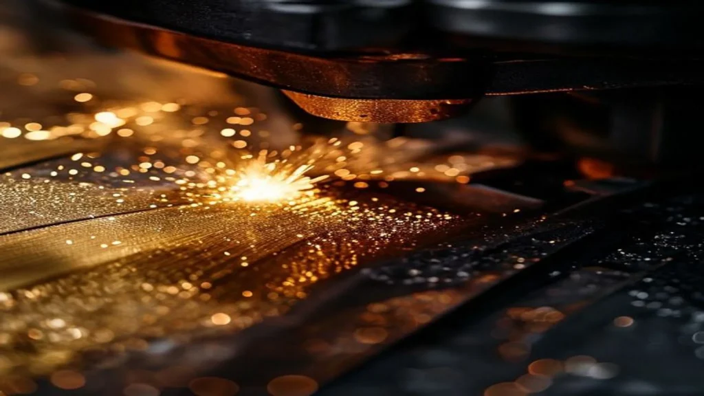 Hot stamping dorado aplicado sobre una pieza impresa