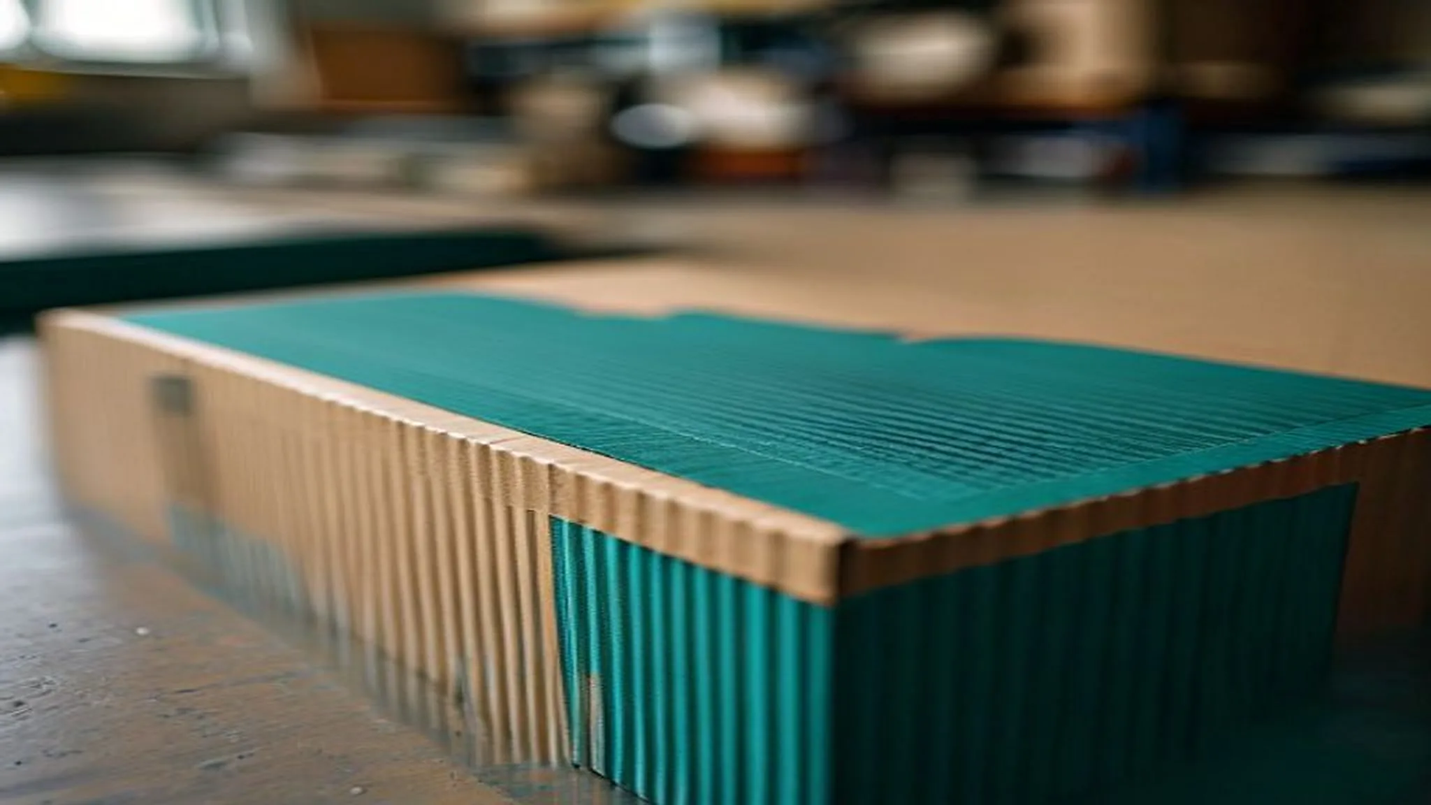 Detalle de una caja de cartón corrugado con impresión flexográfica a un color